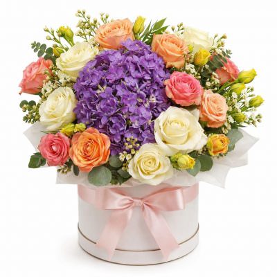 Цветы в шляпной коробке «Изысканность»