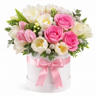 Букет в шляпной коробке «Сияние»