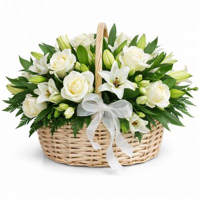 Корзина с розами и лилиями «Нежность»