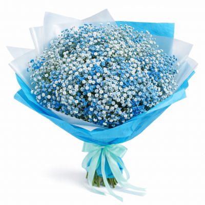 Монобукет из сине-голубых гипсофил «Лазурное чудо»