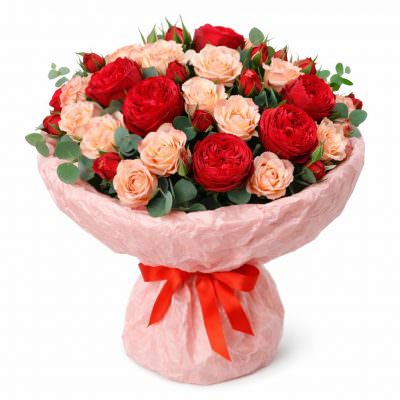 Букеты с пионовидными розами