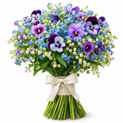 Букеты с анютиными глазками