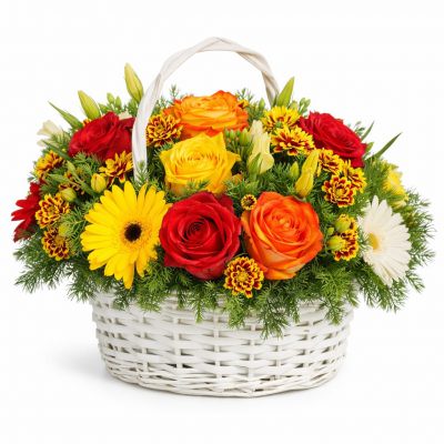 Красивая композиция из свежих цветов «Солнечный микс»