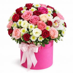 Букет в шляпной коробке «Очарование природы»