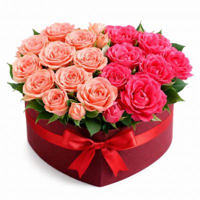 Коробка сердце с розами «Розовый вихрь»