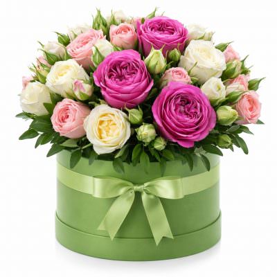 Цветы в круглой коробке «Летняя сказка»